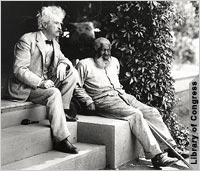 Mark Twain, left, with John Lewis, a lifelong friend and inspiration for the character Jim in Adventures of Huckleberry Finn (Photo: America.gov)