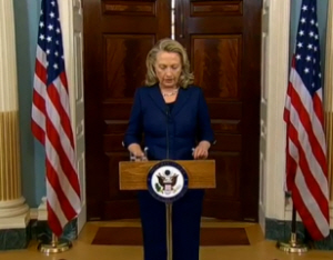 國務卿柯林頓就班加西發生的襲擊事件發表聲明 (Photo: U.S. Dept. of State)