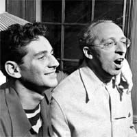 Photo of Bernstein and Aaron Copland, 1945.