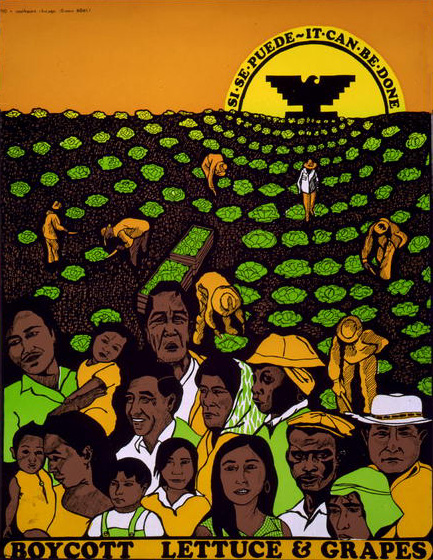 UFW poster calling on a boycott of lettuce and grapes