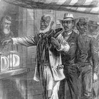 Drawing of African Americans voting, 1867