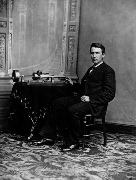 Thomas Edison with Cylinder Phonograph 1878.