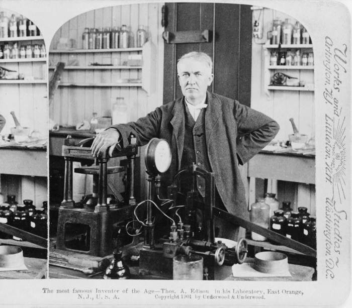 Thomas A. Edison in his laboratory.