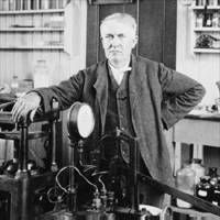 Thomas A. Edison in his laboratory.
