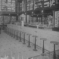 Drug store with soda fountain, possibly in Detroit, Michigan.