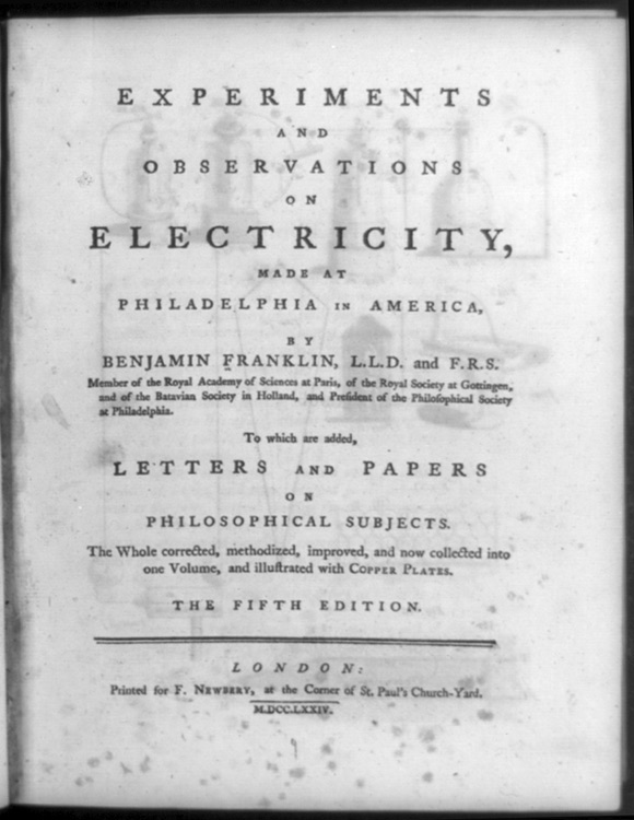 富蘭克林針對電力進行的實驗與發現 Franklin's Experiments and Observations on Electricity 