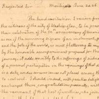 Thomas Jefferson (1743-1826) to Roger C. Weightman (1786-1876).