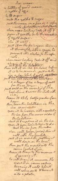Jefferson's Recipe for vanilla ice cream