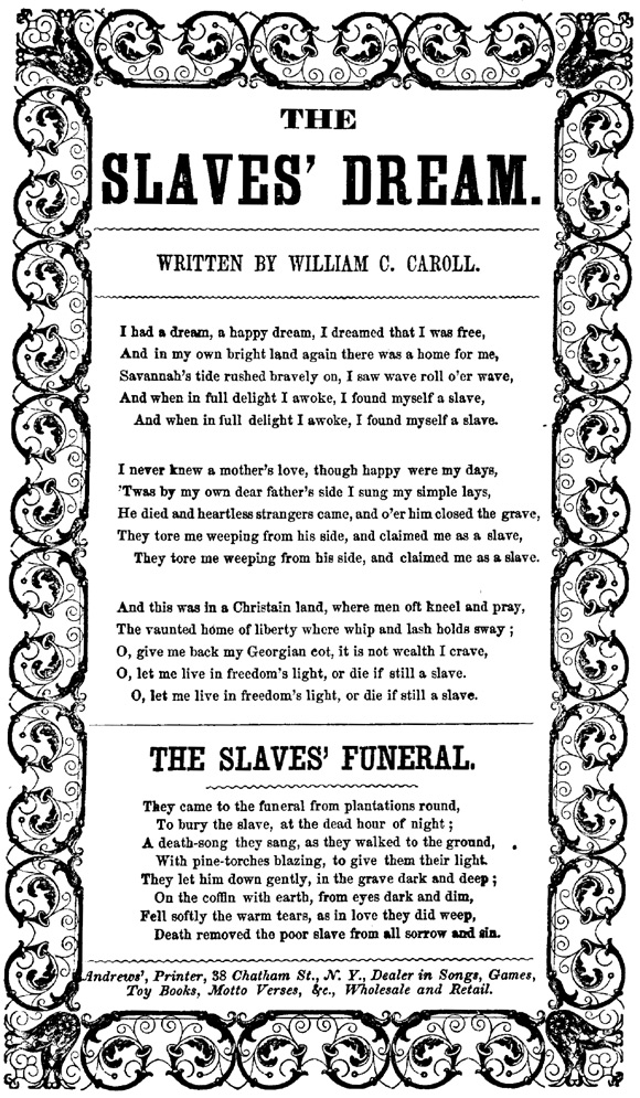 一位奴隸創作的歌、闡述他對自由的夢想 Song by a slave, in which he dreams of freedom 