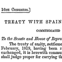 1819年2月22日，於西班牙籤署的協定 February 22, 1819, treaty with Spain