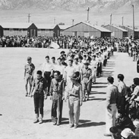 Photo of Memorial Day services at Manzanar War Relocation Center, 1942