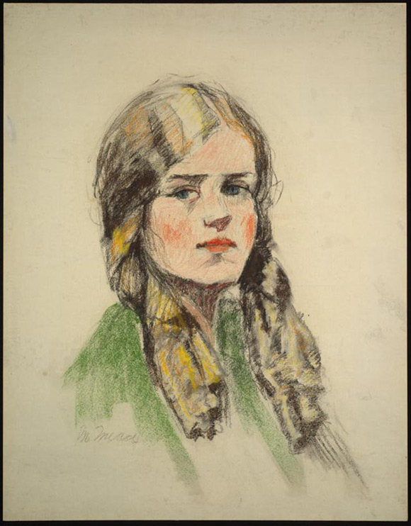 Color drawing of a young woman