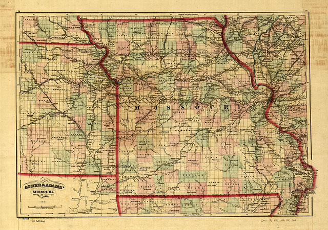 1872年的密蘇里州地圖 Map of Missouri, 1872 