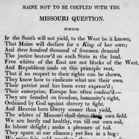 表達希望緬因州不要成為密蘇里協定一部份的詩作內容 Poem asking that Maine not be a part of the Missouri Compromise 