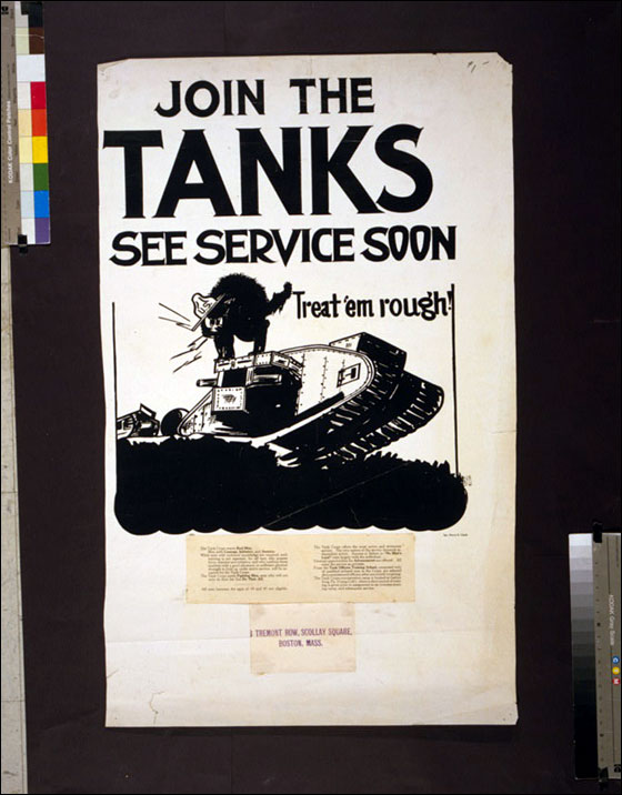 U.S. Tank Corps Recruitment Poster, 1917.