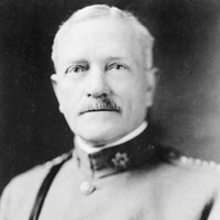 'General John Joseph Pershing, head-and-shoulders portrait, facing front, in uniform.'