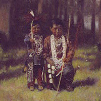 Native American man and child