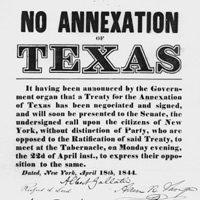 紐約人在此請願活動中表達反對納入德州的立場 New Yorkers opposed the annexation of Texas in this petition.