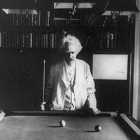 Mark Twain at a pool table