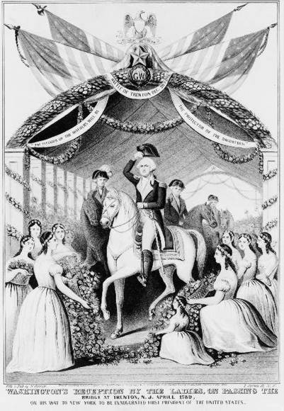 Washington's reception on his way to be inaugurated first president of the United States.