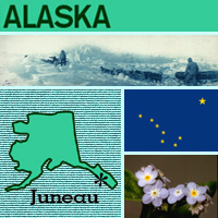graphic map and images of Alaska