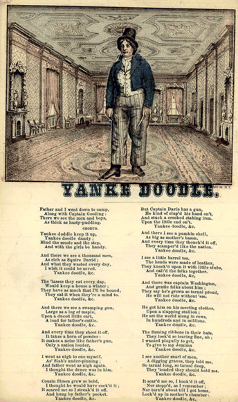 A song sheet with the words to the song 'Yankee Doodle'