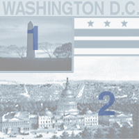 graphic of map, flag and images of Washington, D.C.