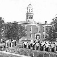 Photo of 'Atlanta, Georgia. City Hall; camp of second Massachusetts Infantry on the grounds.'