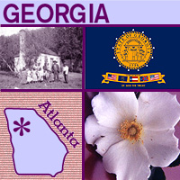 graphic map, flower and images of Georgia
