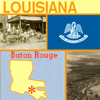 map graphic and images of Louisiana