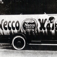 Photo of truck shaped like NECCO candy roll
