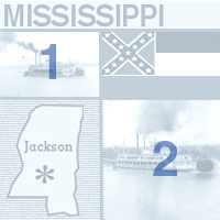 graphic map, flag and images of Mississippi