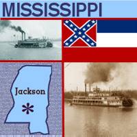 graphic map, flag and images of Mississippi