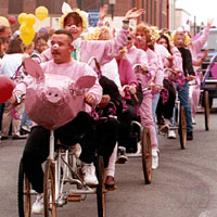 Photo of people riding 'pig' bicycles
