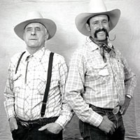 Photo of father and son cowboy poets Harold and Bill Lowman