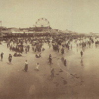 'Atlantic City; Panorama of Beach and Boardwalk From Pier'