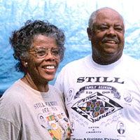 Photo of man and woman in T shirts