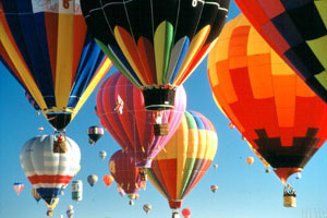 Photo of colorful hot-air balloons in the sky