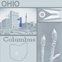 graphic of map, flag and images of Ohio