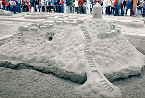 Photo of a sand fortress, July 1980
