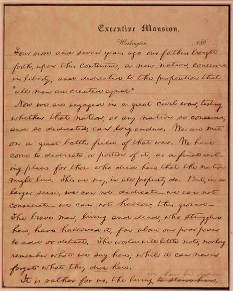 Abraham Lincoln's Gettysburg Address.