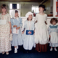 Photo of five young girls in Colonial costumes
