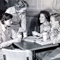 Photo of WACs at Camp Lee in late 1949 enjoying recreational activities