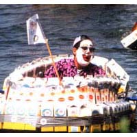 Photo of a clown in the Milk Carton Derby