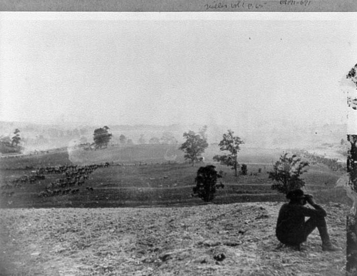 Photo of Antietam battlefield on the day of the battle