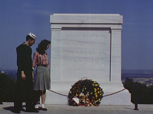 Sailor and girl at the Tomb of the Unknown Soldier in Washington, D.C.
