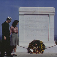 Sailor and girl at the Tomb of the Unknown Soldier in Washington, D.C.