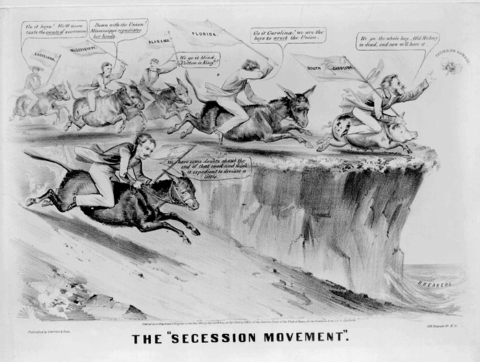 Political cartoon 'SECESSION MOVEMENT' from 1861.