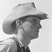Cowboy on cattle ranch near Spur, Texas, 1939