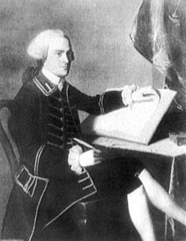Painting of John Hancock about to sign a document